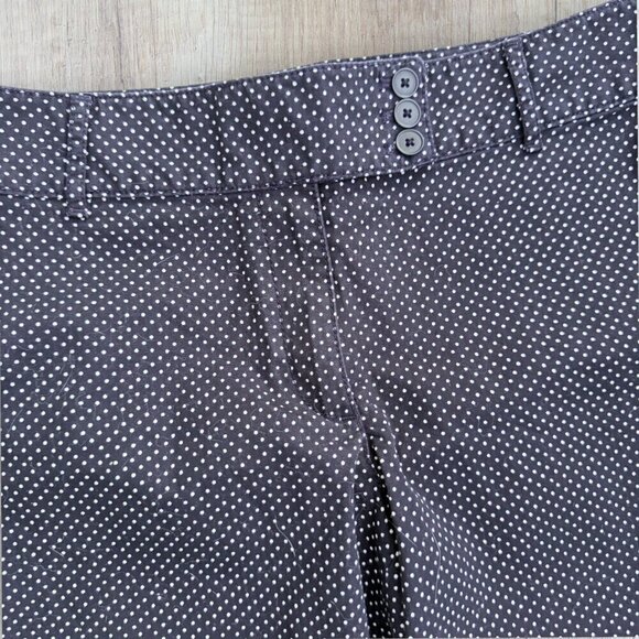 Ann Taylor LOFT Marssa Navy Blue Polka Dot Stretch Skinny Ankle Pants 12 - Picture 4 of 6